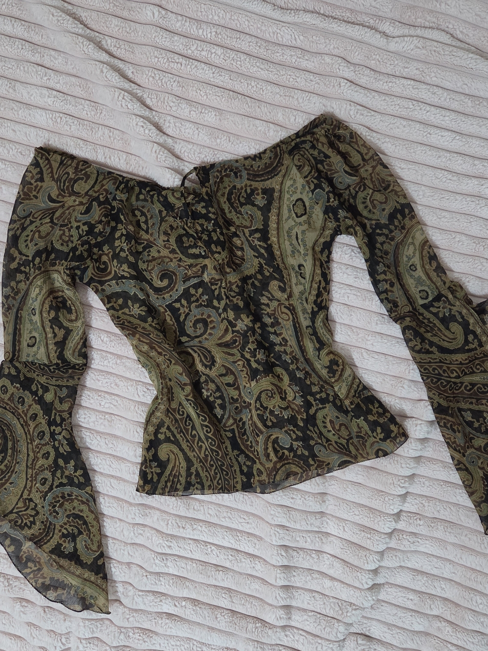 100% silk paisley blouse in black and brown